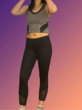 Diadora Black Leggings with Sheer